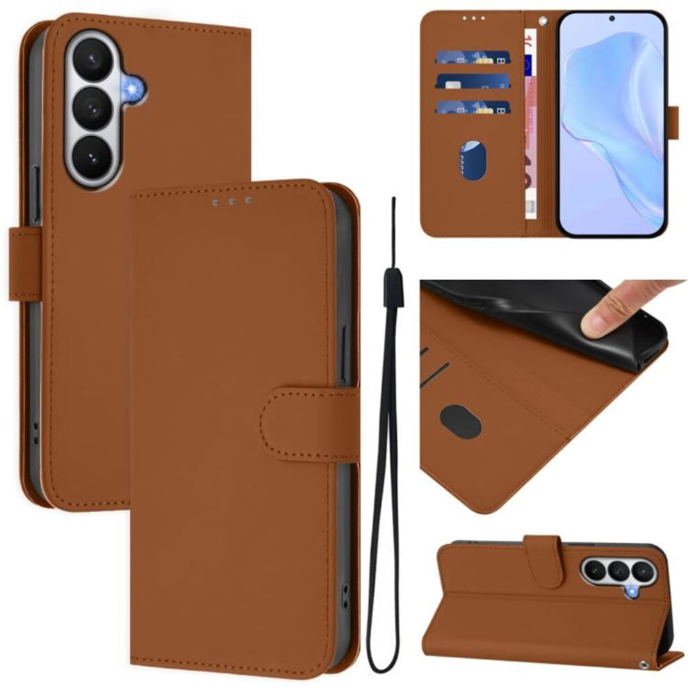 Wallet Case Compatible With Samsung Galaxy S26+ 5G Â Pu Leather Flip Folio With Magnetic Closure, 3 Card Slots & Wrist Strap, Brown 9130661922029