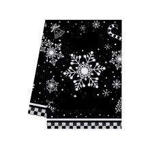 Prosop de bucătărie Winter Wonderland, negru, cu tematică de pădure a unui om de zăpadă, 24x16 inci