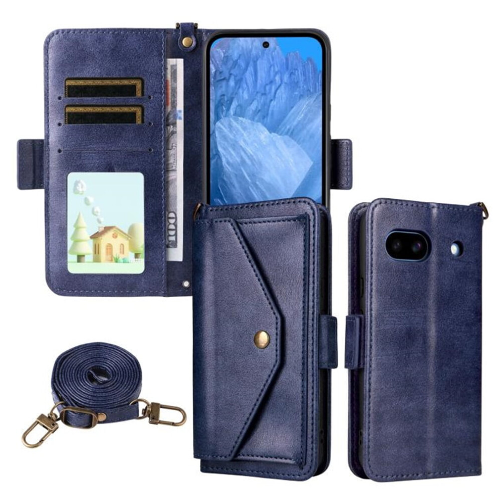 Leather Wallet Case For Google Pixel 8A Blue 9165521146932
