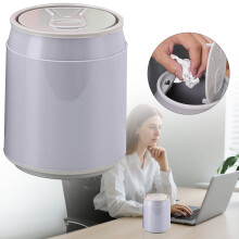 Mini Desktop Trash Can with Lid 5L Plastic Countertop Garbage Bin Small Office Desk Wastebasket 1PC Grey