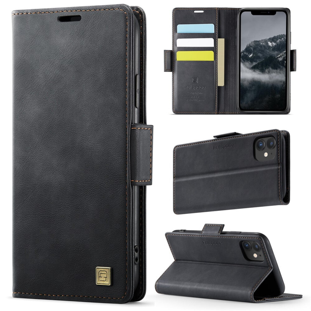 Magnetic Wallet Phone Case For Iphone 11 (6.1") Â Shockproof Leather Flip Case With Card Holder, Black 9165521637522