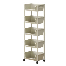 Étagère de rangement mobile à 5 niveaux avec roulettes, 29 x 118 cm, montage facile, organisateur multi-niveaux pour cuisine/salle de bain/chambre