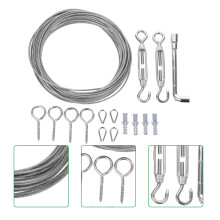 Heavy Duty Steel Wire Cable Rope Kit with Threaded Turnbuckle Tensioner, 1 Set for Home, Outdoor, and Industrial Use