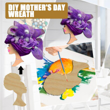 DIY-Bastelset für Holzköpfe (Silhouette) für Kränze – Afro Queen, Schwarze Mutter, Muttertagsgeschenk, 38 cm, unbehandelt, verschiedene Stile,