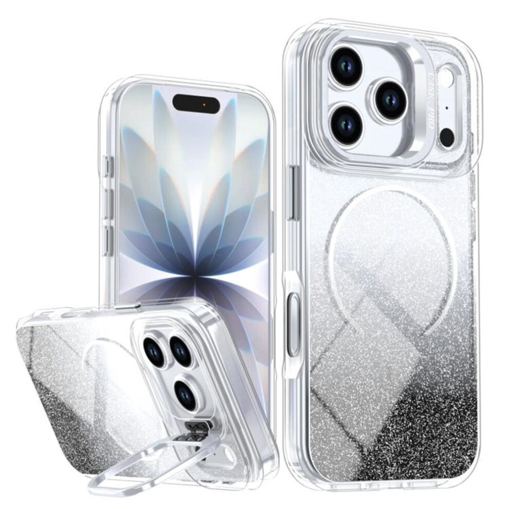 Slim Magnetic Phone Case For Iphone 17 Pro 6.3", Glitter Gradient, Magsafe Compatible, Shockproof Hard Back + Soft Tpu Bumper, Black 9152228529045