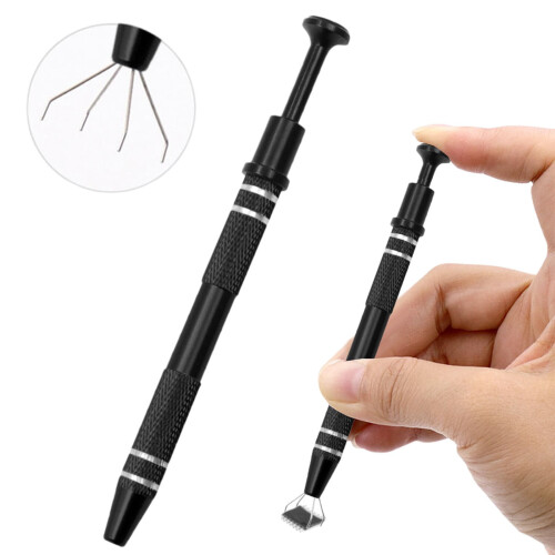 Grabber IC Extractor Picker Tool, 4-Prong Stainless Steel for Electronics, Pearls, Tiny Objects – Compatible with IC Chips & Components