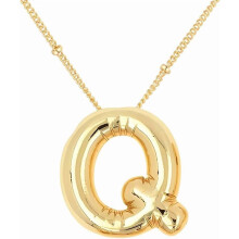 Gold Bubble Letter Necklace for Women – Initial Pendant