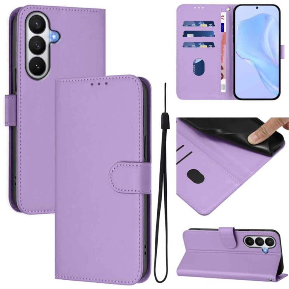 Pu Leather Wallet Case Compatible With Samsung Galaxy S26+ 5G Â Magnetic Flip Folio, 3-Card Slot & Wrist Strap, Purple 9130661924573