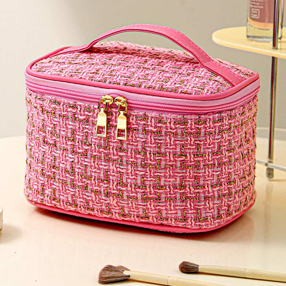 Pink Travel Makeup Bag For Women Â Large Cosmetic Organizer With Brush Compartment, Portable Toiletry Bag, Compatible With Travel-Size Cosmetics