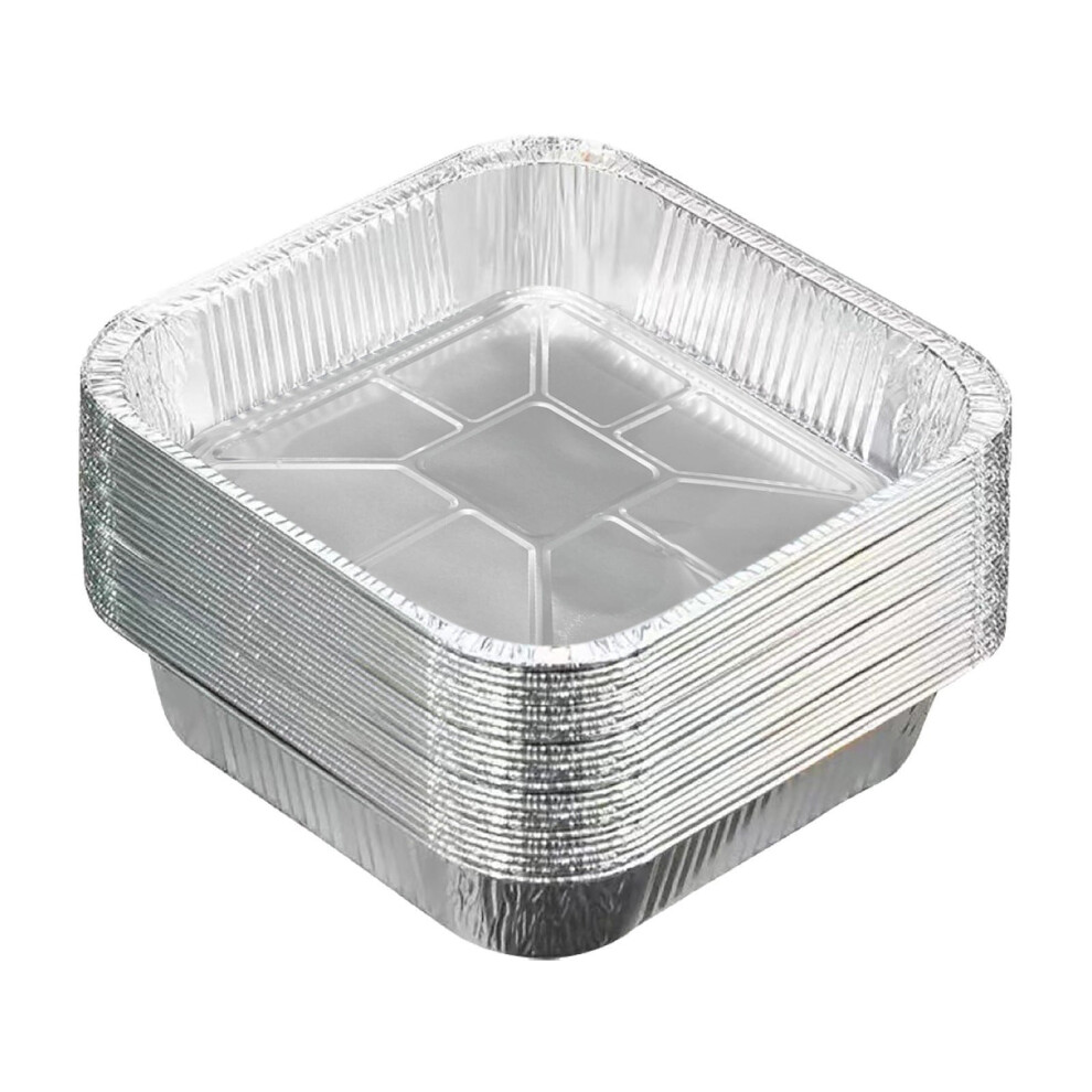 Heavy Duty 8" Square Disposable Foil Pans, Aluminum Baking Tins, Portable Containers – Pack of 10