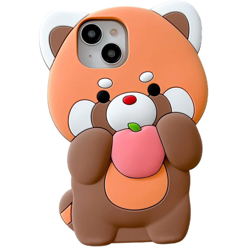 Cute 3D Lesser Panda Soft Silicone Case For Iphone 15 Â Kawaii Shockproof Cover For Kids, Teens & Women Grey 9165521636143