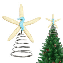 Natural Christmas Tree Topper, 8.7", Rustic Blue Chic Style Decor – Compatible with Most Trees