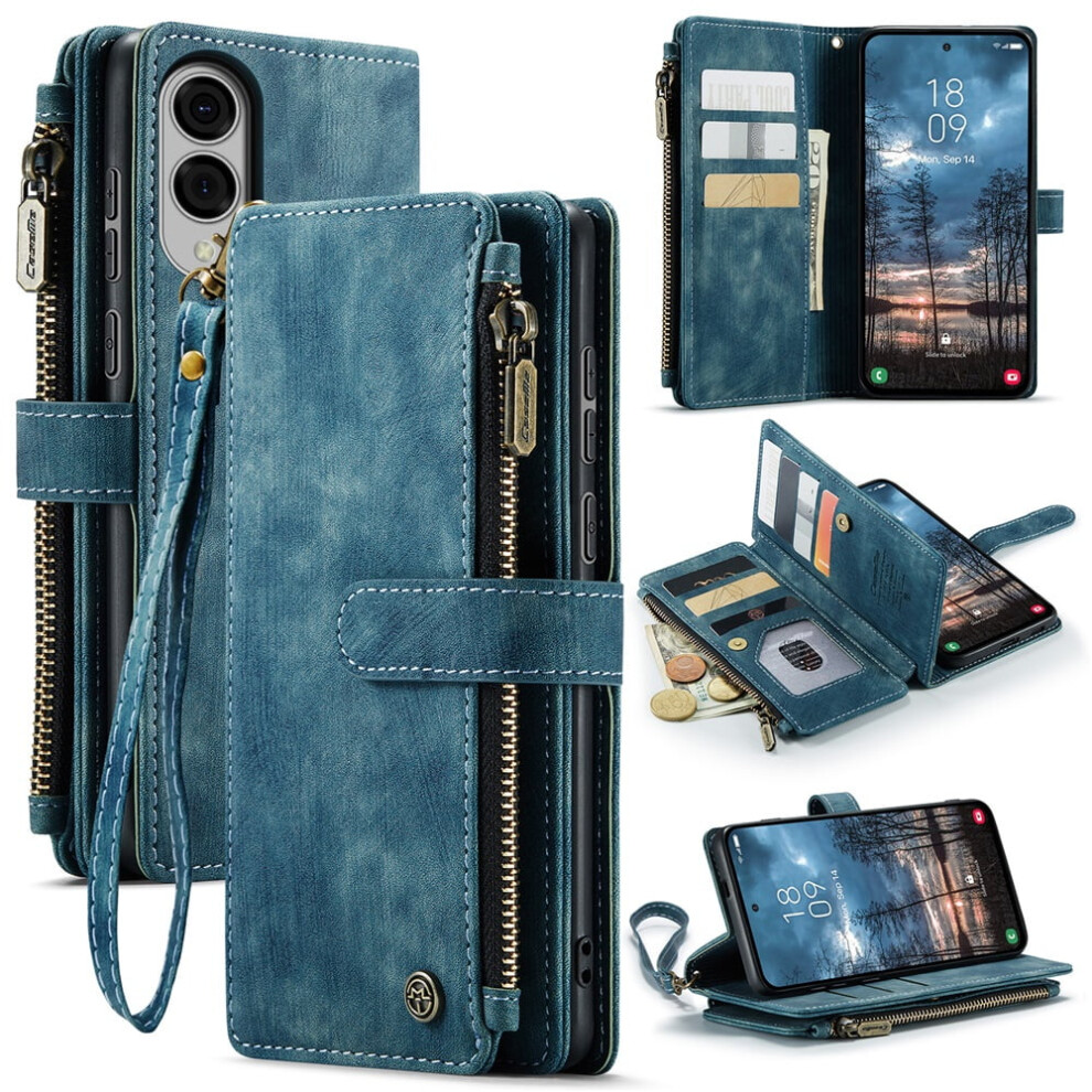 Caseme Wallet Case For Samsung Galaxy S25 Edge (6.7") Â Pu Leather Magnetic Flip, Lanyard Strap, Zipper Card Holder, Compatible With Galaxy S25 Edge 9170372135011