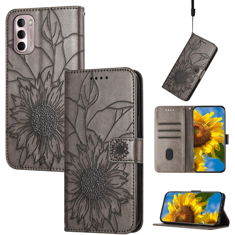Sunflower Leather Wallet Case For Moto G Stylus 5G 2022 – Magnetic Closure, Kickstand, Card Holder, Shockproof 9130661922371