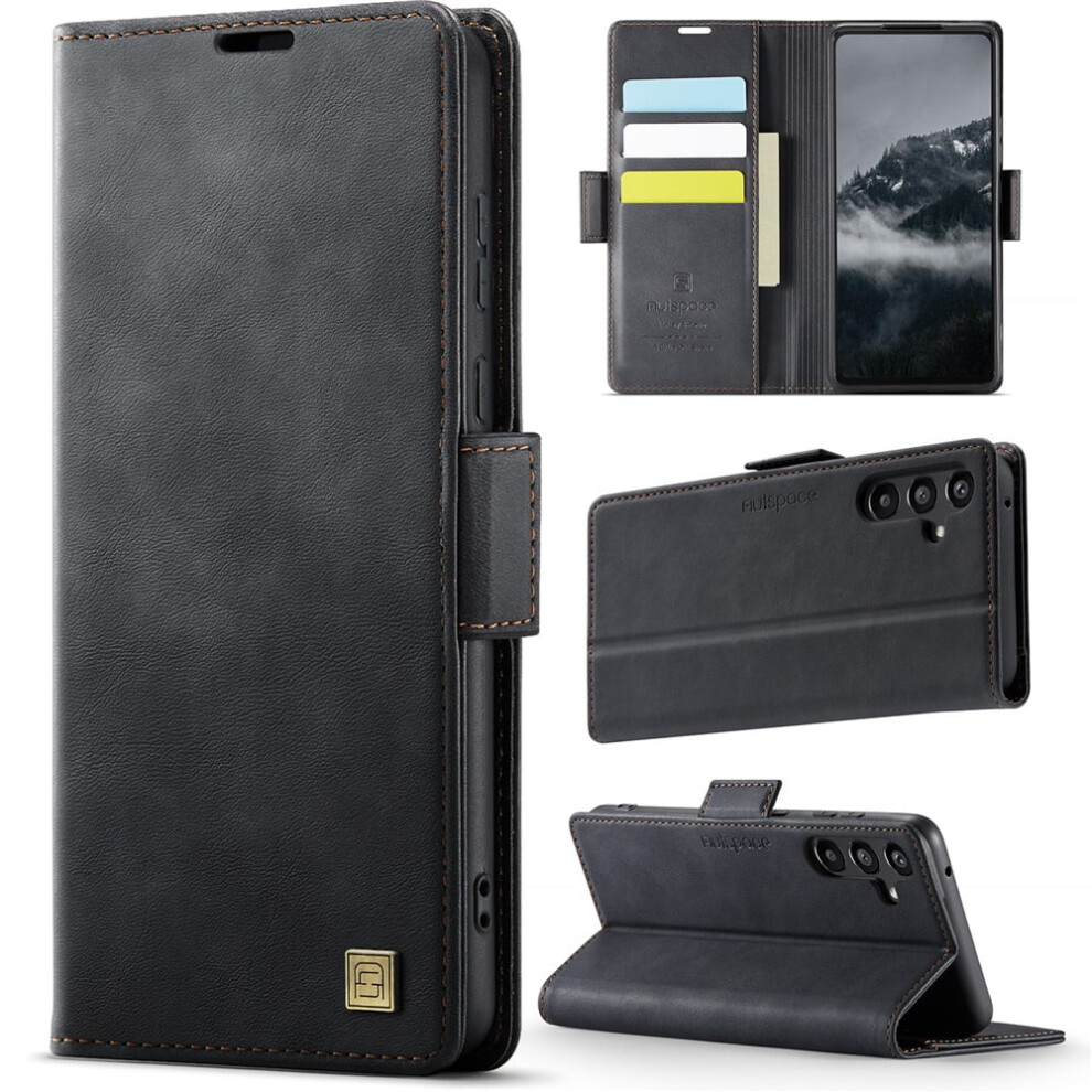 Autspace Magnetic Wallet Phone Case For Compatible With Samsung Galaxy A55 5G Â Shockproof Leather Flip Case With Card Holder, Black 9170372135400