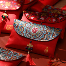 Sac porte-bonheur traditionnel réutilisable en imitation soie, enveloppe rouge festive pour le Nouvel An et les anniversaires