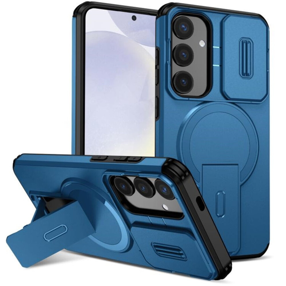 Samsung Galaxy S24+/S25+ 5G 6.7" Case Â Magsafe, Invisible Fold Stand, Sliding Camera, Shockproof, Blue 9165521635696