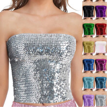 Paillettenbesetztes Bandeau-Top aus Stretchmaterial für Damen
