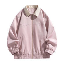 Roze casual outdoorjas voor heren met zak en ritssluiting, maat L