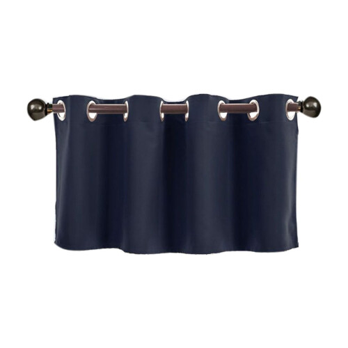 Thermal Blackout Kitchen Curtains - Light Blocking Grommet Top Window Panels (1429 Inch, Navy)