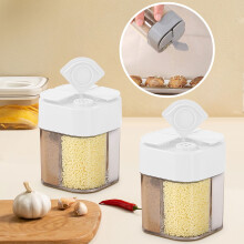 4-Compartment Portable Seasoning Box with Flip Tops – Clear Spice Container for BBQ, Camping, Kitchen; Easy-Clean Storage, Compatible with Outdoor
