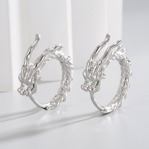 Copper Dragon Huggie Earrings 1 Pair