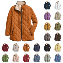 Leichte Damen-Steppjacke in Übergröße, langärmelig, gesteppt, mit Knopfleiste, Wintermantel