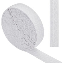 10-yard halkfritt silikon elastiskt gripband, 0,8" stretchigt vågigt band, vit – kompatibel med sömnad och klädesplagg
