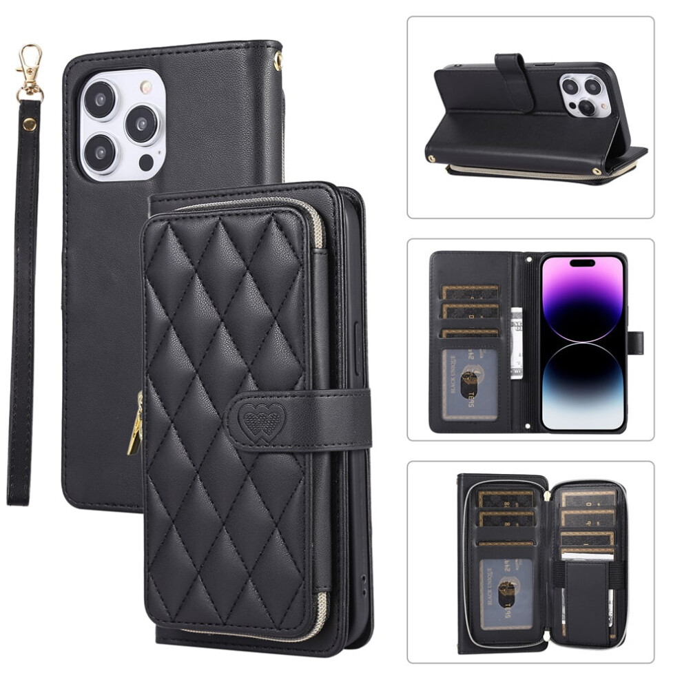 Leather Wallet Case For Iphone 14 Pro 6.1 Inch With Strap 937196950157