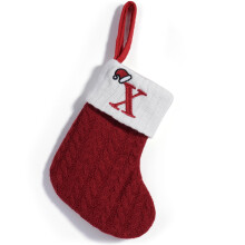 Calcetín navideño rojo de punto de 7 pulgadas personalizado con inicial