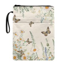 Bijbelhoes/tas, 1 stuk polyester stoffen hoes/draagtas voor dagboek, 29,4 cm x 22,9 cm, bloemen- en vlindermotief