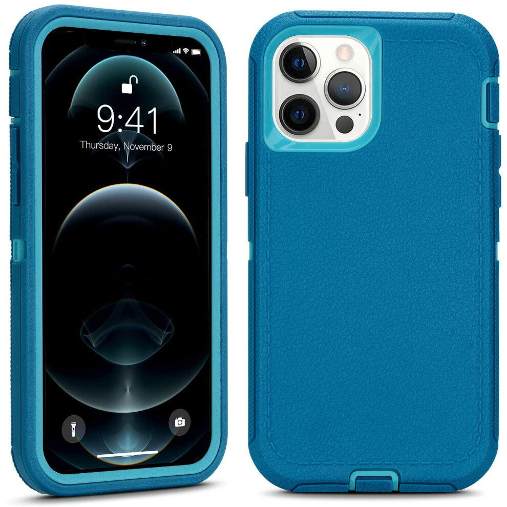 Defender 3-In-1 Rugged Case For Iphone 12 Pro Max (6.7") Â Shockproof, Dustproof, Drop Protective (Teal ) Blue 9165521637706