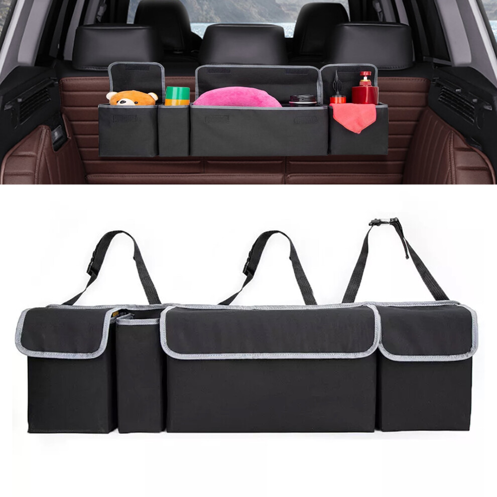 Multifunctional Car Back Seat Organizer With 4 Pockets For Storage Black 9170372137435