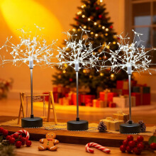 Lot de 2 lampes de table Nid et Fleurs, guirlande lumineuse LED blanche en forme d'étoile, centre de table de Noël, décoration de fête –