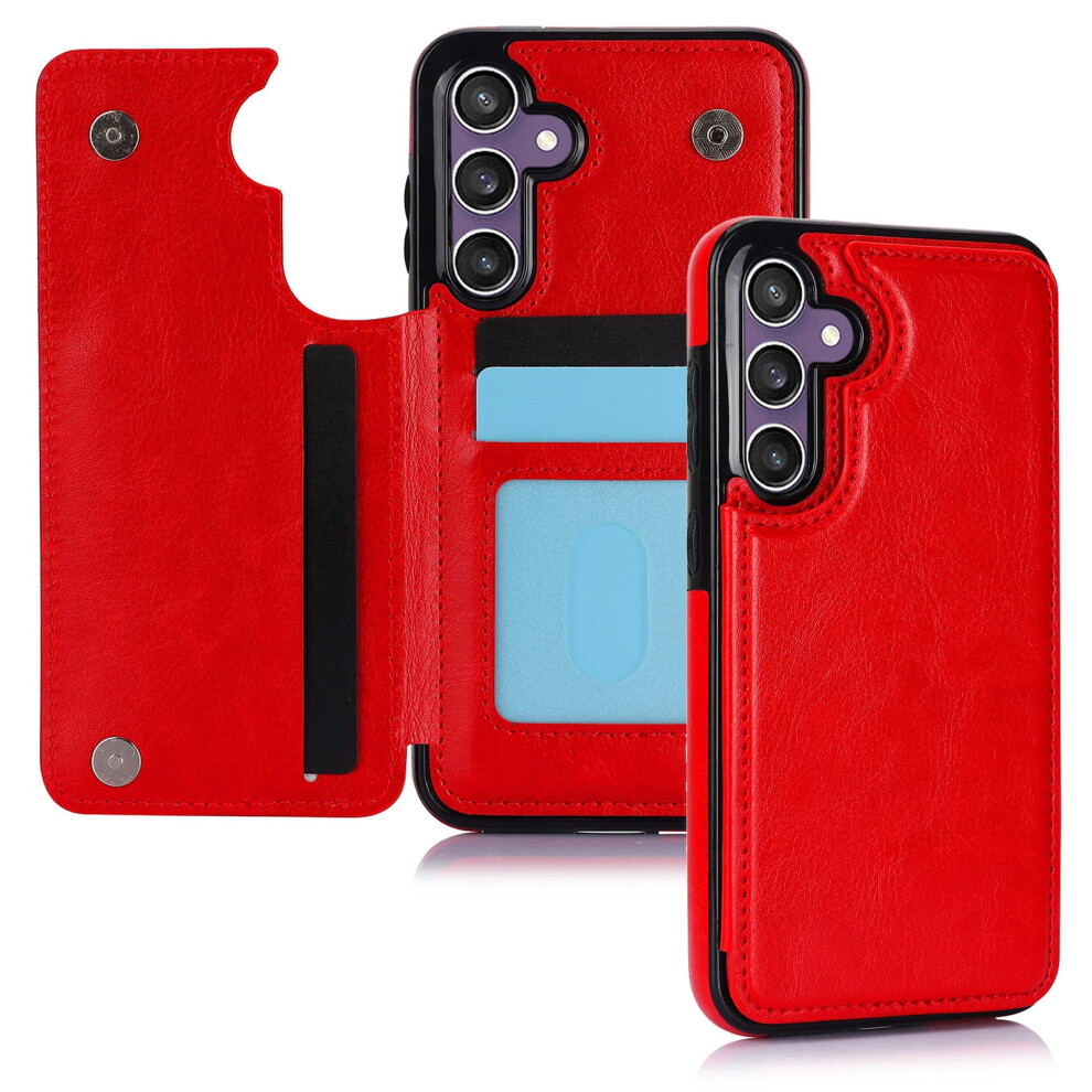 Magnetic Flip Wallet Case With Card Holder For Compatible With Samsung Galaxy A15 5G Â Red 9165521639090