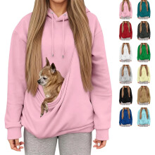 Moletom feminino com capuz, estampa de cachorro e gato, com bolso canguru, tamanho 3XG, rosa.
