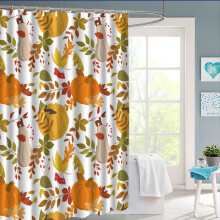 Rideau de douche automnal à motif citrouille, imperméable, en polyester, avec œillets, pour la décoration de salle de bain, idéale pour