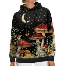 Damen-Hoodie mit Galaxie-Pilz-Motiv, lockerer Langarm-Pullover, trendiger Freizeit-Kapuzenpullover mit Grafikprint, Größe 4XL