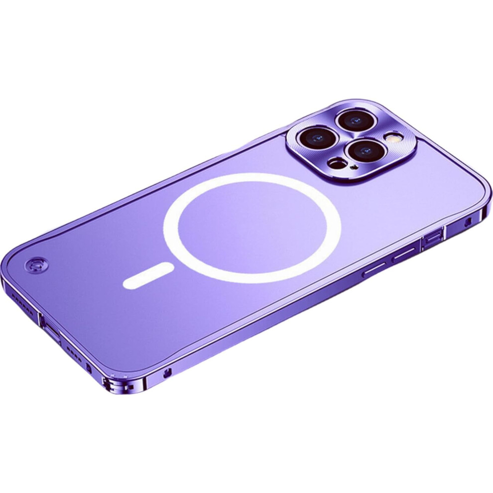 Metal Aluminum Magsafe Case For Iphone 14 Plus Â Frosted Clear Back, Magnetic Adsorption, Metal Lens Protection 9405492264748