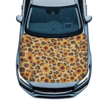 Waterdichte autohoes met luipaardprint en zonnebloemmotief voor de motorkap