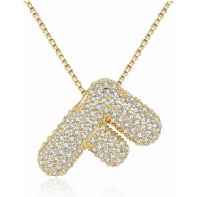 Gold Bubble Letter Necklace for Women – Initial Pendant