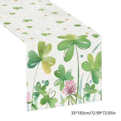 St. Patrick's Day Table Runner – Shamrock Lace Decor, Wipe-Clean Polyester, Compatible with Dining/Kitchen Tables 2