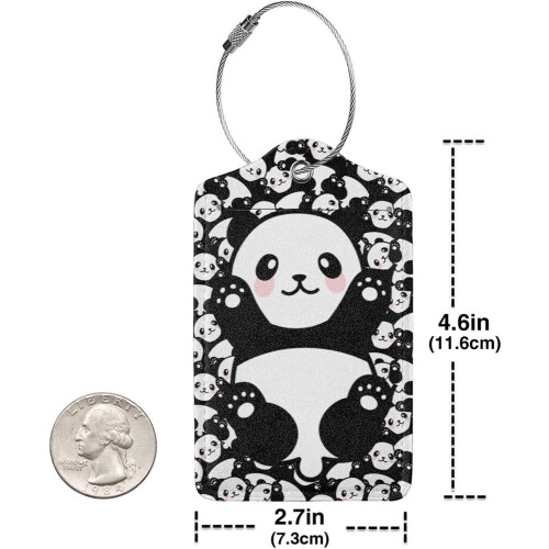 Ετικέτες αποσκευών από δέρμα Panda με θηλιές από ανοξείδωτο ατσάλι – Σετ 2 τεμαχίων 2