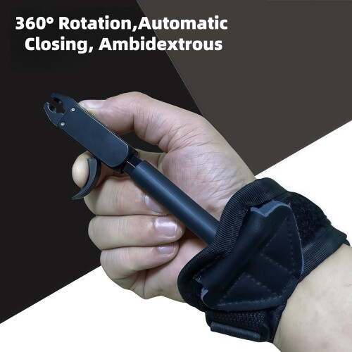 Black archery wrist strap with automatic release system 2