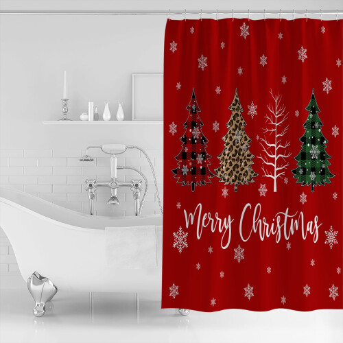 Kerstdouchegordijn Rood Waterdicht 48x72 inch 1