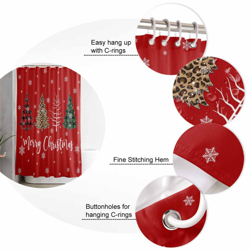 Kerstdouchegordijn Rood Waterdicht 48x72 inch 2