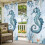 Cortinas externas com ilhós e estampa de cavalo-marinho, impermeáveis, 137 x 213 cm (54 x 84 polegadas) 5