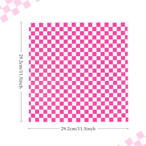 Deli Paper Sheets Checkered Dry Waxed 100 Sheets Pink 1