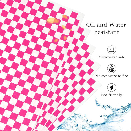 Deli Paper Sheets Checkered Dry Waxed 100 Sheets Pink 2