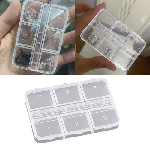 Organisateur de nail art en plastique, format compact à 6 compartiments 1